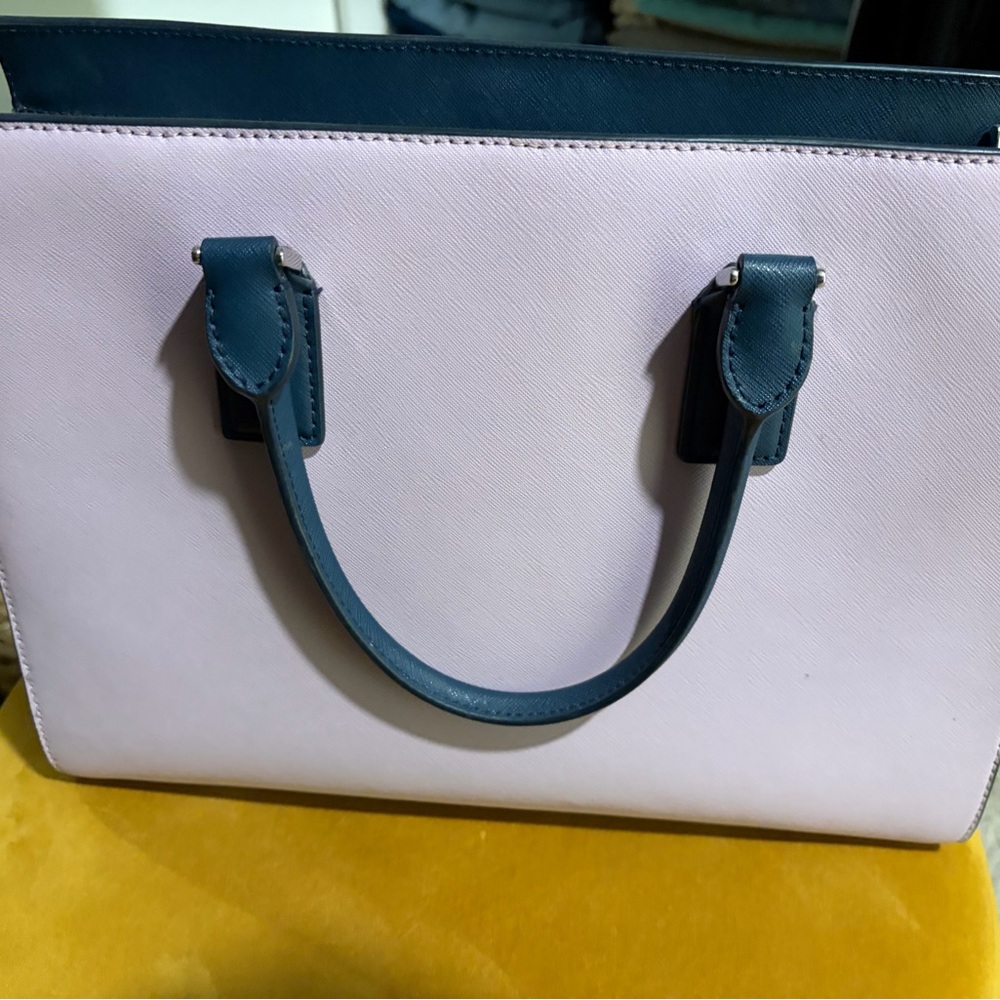 kate spade Pink and Navy Leather Satchel - Picture 3 of 6